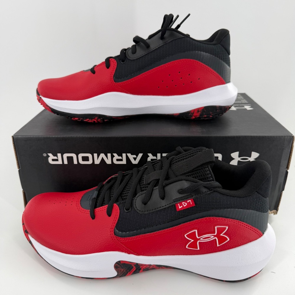 Under Armour Lockdown 7 Mens Basketball Shoes Red Black 3028512-600 Size 12